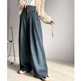 オーバーダイ | 環境に優しいサステナブル素材。綿100%デニム素材サイドリボンタックワイドパンツ… | Classical Elf