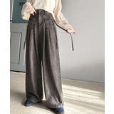 環境に優しいサステナブル素材。綿100%デニム素材サイドリボンタックワイドパンツ… | Classical Elf  | 詳細画像1