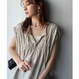 着るだけでオシャレ度ワンランクアップ。綿100％シルケット加工シャーリングトップ… | Classical Elf  | 詳細画像10 