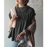 着るだけでオシャレ度ワンランクアップ。綿100％シルケット加工シャーリングトップ… | Classical Elf  | 詳細画像17 