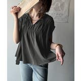 着るだけでオシャレ度ワンランクアップ。綿100％シルケット加工シャーリングトップ… | Classical Elf  | 詳細画像24 