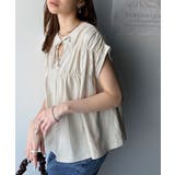 着るだけでオシャレ度ワンランクアップ。綿100％シルケット加工シャーリングトップ… | Classical Elf  | 詳細画像2 