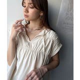 着るだけでオシャレ度ワンランクアップ。綿100％シルケット加工シャーリングトップ… | Classical Elf  | 詳細画像4 