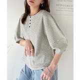 華奢見えを叶える!前後2wayランタンスリーブミニボーダートップス(5分袖) | Classical Elf  | 詳細画像10