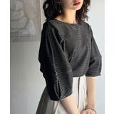 華奢見えを叶える!前後2wayランタンスリーブミニボーダートップス(5分袖) | Classical Elf  | 詳細画像20