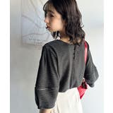 華奢見えを叶える!前後2wayランタンスリーブミニボーダートップス(5分袖) | Classical Elf  | 詳細画像22