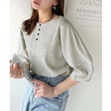 華奢見えを叶える!前後2wayランタンスリーブミニボーダートップス(5分袖) | Classical Elf  | 詳細画像3