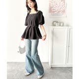 トレンド感たっぷり！2way配色ステッチペプラムブラウス（半袖） | Classical Elf  | 詳細画像8 