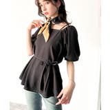 トレンド感たっぷり！2way配色ステッチペプラムブラウス（半袖） | Classical Elf  | 詳細画像12 