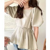 トレンド感たっぷり！2way配色ステッチペプラムブラウス（半袖） | Classical Elf  | 詳細画像13 