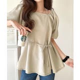 トレンド感たっぷり！2way配色ステッチペプラムブラウス（半袖） | Classical Elf  | 詳細画像14 