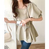 トレンド感たっぷり！2way配色ステッチペプラムブラウス（半袖） | Classical Elf  | 詳細画像16 