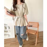 トレンド感たっぷり！2way配色ステッチペプラムブラウス（半袖） | Classical Elf  | 詳細画像17 