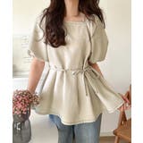 トレンド感たっぷり！2way配色ステッチペプラムブラウス（半袖） | Classical Elf  | 詳細画像20 