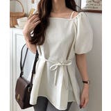 トレンド感たっぷり！2way配色ステッチペプラムブラウス（半袖） | Classical Elf  | 詳細画像2 