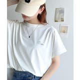 ホワイト | 着るUV!ひんやりバックファスナードルマンスリーブ胸刺繍半袖トップス | Classical Elf