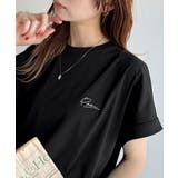 ブラック | 着るUV!ひんやりバックファスナードルマンスリーブ胸刺繍半袖トップス | Classical Elf