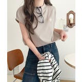 大人女子の上品ベーシック。綿100%シルケットモックネックフレンチTシャツ | Classical Elf | 詳細画像32