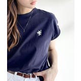 ネイビー | 大人女子の上品ベーシック。綿100%シルケットモックネックフレンチTシャツ | Classical Elf