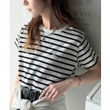 オーガニックコットン100%。胸元ラメ糸ワンポイント刺繍 無地＆ボーダー柄Tシャ… | Classical Elf  | 詳細画像11 