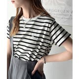 白黒ボーダー | オーガニックコットン100%。胸元ラメ糸ワンポイント刺繍 無地＆ボーダー柄Tシャ… | Classical Elf 