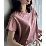 ピンクベージュ | こなれ感たっぷり。オーガニックコットン100%胸元PAEAN刺繍Tシャツ(半袖) | Classical Elf
