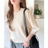 抜け感のある洗練デザイン。ラグランコンパクトスウェット風ニット(半袖) | Classical Elf | 詳細画像8