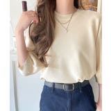 抜け感のある洗練デザイン。ラグランコンパクトスウェット風ニット(半袖) | Classical Elf | 詳細画像2