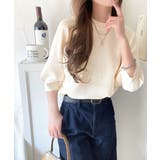 抜け感のある洗練デザイン。ラグランコンパクトスウェット風ニット(半袖) | Classical Elf | 詳細画像3