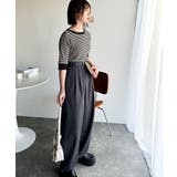 大人可愛いの新定番。袖リンガーボートネック胸刺繍ボーダーTシャツ(半袖) | Classical Elf | 詳細画像5