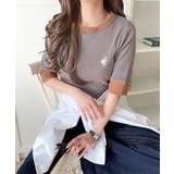 大人可愛いの新定番。袖リンガーボートネック胸刺繍ボーダーTシャツ(半袖) | Classical Elf | 詳細画像7