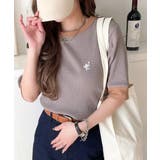 大人可愛いの新定番。袖リンガーボートネック胸刺繍ボーダーTシャツ(半袖) | Classical Elf | 詳細画像9