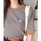 大人可愛いの新定番。袖リンガーボートネック胸刺繍ボーダーTシャツ(半袖) | Classical Elf | 詳細画像11