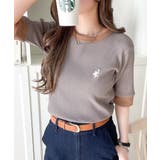 大人可愛いの新定番。袖リンガーボートネック胸刺繍ボーダーTシャツ(半袖) | Classical Elf | 詳細画像13