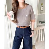 大人可愛いの新定番。袖リンガーボートネック胸刺繍ボーダーTシャツ(半袖) | Classical Elf | 詳細画像14