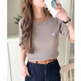 大人可愛いの新定番。袖リンガーボートネック胸刺繍ボーダーTシャツ(半袖) | Classical Elf | 詳細画像15