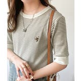大人可愛いの新定番。袖リンガーボートネック胸刺繍ボーダーTシャツ(半袖) | Classical Elf | 詳細画像16