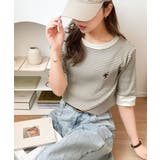 大人可愛いの新定番。袖リンガーボートネック胸刺繍ボーダーTシャツ(半袖) | Classical Elf | 詳細画像19