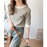 大人可愛いの新定番。袖リンガーボートネック胸刺繍ボーダーTシャツ(半袖) | Classical Elf | 詳細画像22
