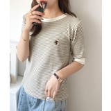 大人可愛いの新定番。袖リンガーボートネック胸刺繍ボーダーTシャツ(半袖) | Classical Elf | 詳細画像24