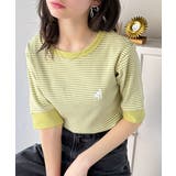 大人可愛いの新定番。袖リンガーボートネック胸刺繍ボーダーTシャツ(半袖) | Classical Elf | 詳細画像25