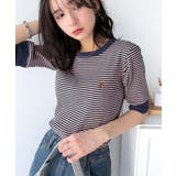 大人可愛いの新定番。袖リンガーボートネック胸刺繍ボーダーTシャツ(半袖) | Classical Elf | 詳細画像38