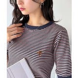 大人可愛いの新定番。袖リンガーボートネック胸刺繍ボーダーTシャツ(半袖) | Classical Elf | 詳細画像43