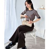 大人可愛いの新定番。袖リンガーボートネック胸刺繍ボーダーTシャツ(半袖) | Classical Elf | 詳細画像45