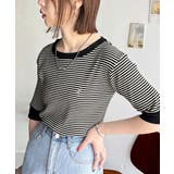 大人可愛いの新定番。袖リンガーボートネック胸刺繍ボーダーTシャツ(半袖) | Classical Elf | 詳細画像3