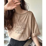 ブラウン | 綿100%ヴィンテージウォッシュ☆前後2way刺繍ワイドネックTシャツ | Classical Elf