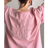 ピンク | 綿100%ヴィンテージウォッシュ☆前後2way刺繍ワイドネックTシャツ | Classical Elf