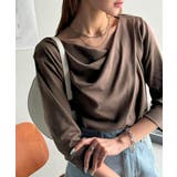 ブラウン | 大人の上品映え。綿100%ドレープ5分袖プルオーバー | Classical Elf