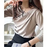 グレイッシュベージュ | 大人の上品映え。綿100%ドレープ5分袖プルオーバー | Classical Elf