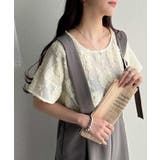 大人のおしゃれ度ワンランクアップ。チュールフラワーコード刺繍半袖Tシャツ | Classical Elf | 詳細画像8